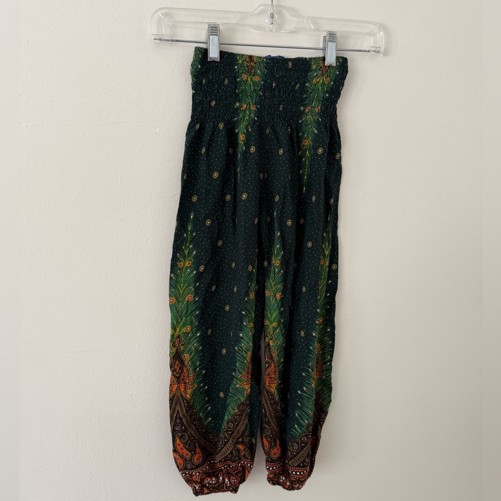 Girls Size 5 Boho Printed Harem Pants Smocked Paisley Peacock Mexicali Blues - Picture 3 of 12